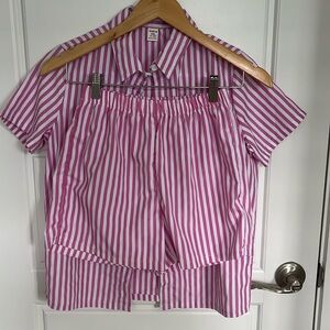 SHEIN kids matching set button up in shorts, striped youth size large